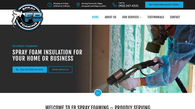 Screenshot of FB Spray Foaming website