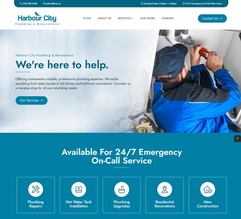 Plumbing company website screenshot