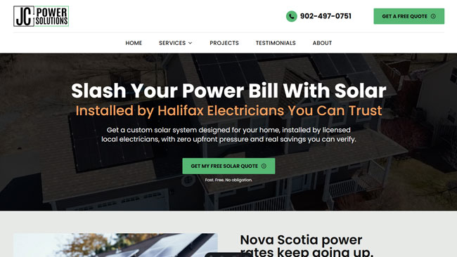Screenshot of JC Power Solutions website