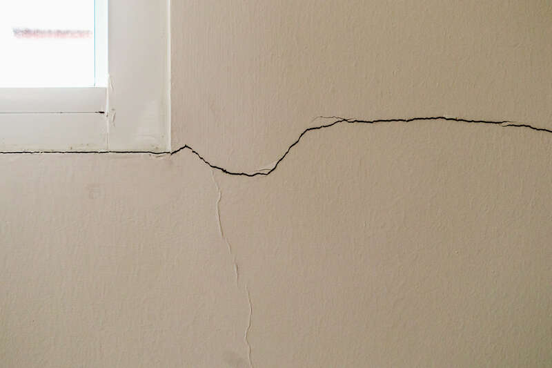 Crack running across an interior foundation wall