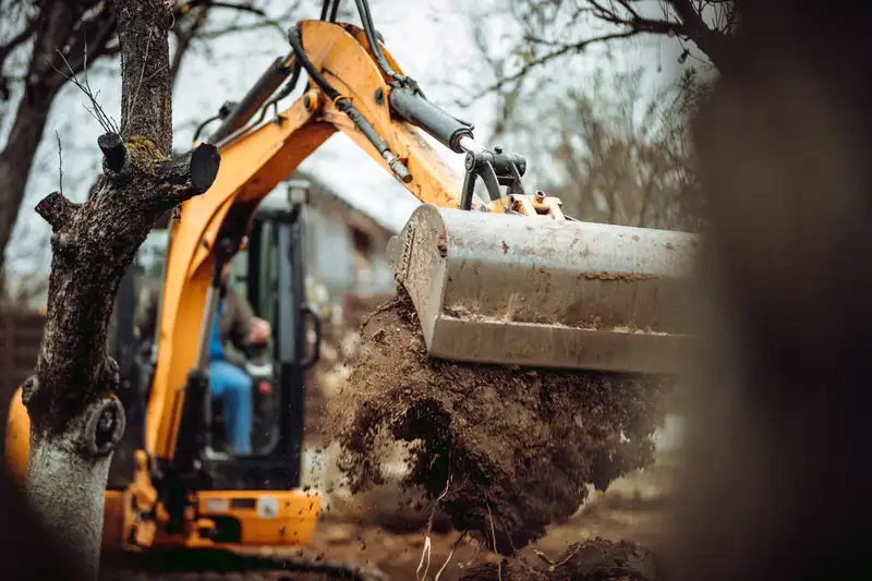 An excavator working on a construction site